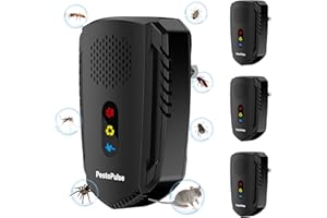 PestoPulse 2025 Ultrasonic Pest Repeller, 4 PCS Mouse repellent, 3 Model Repeller Plug in Pest Control, Efficient Against Mice Rat Mosquitoes Spider Cockroach Moths Ants Etc Harmless to Pets Human