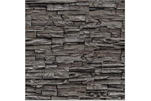 murando Tapete selbstklebend 10m Wandtattoo dekorative Möbelfolie Dekorfolie Fotofolie Panel Wandaufkleber Wandposter Wandsticker - Steine Steinwand Steinoptik Schwarz f-A-0020-j-c