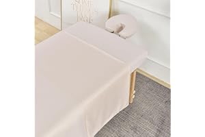 Kesfey 3-Piece Beige yellow Microfiber Massage Sheet Set, Massage Flat Sheet, Fitted Sheet and Face Rest Cover for SPA Beauty and Salon
