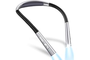 ‎GRITIN Gritin Leselampe Hals, Buchlampe Bett mit 4 Farben & 5 Helligkeit - Stufenlos Dimmbar, Augenschutz, Aufladbar 80h Dauer, Einstellarm, Ergonomisch Leselicht für Lesen im Bett/Stricken/Handarbeit