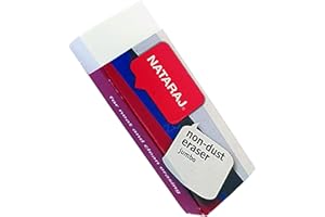 NATARAJ I NATARAJ Non-Dust Jumbo Pencil Rubber White Erasers School Home Office Nursery Party Bag Filler (2 x Large Erasers + 1 x ZOFAX Ball BLACK Pen)