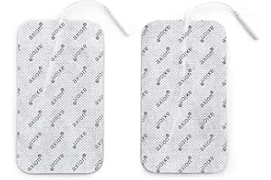 2 électrodes extra larges 12x7 cm axion | Electrostimulateur TENS EMS | Spécial grands muscles | Patchs adhésifs réutilisables avec connexion filaire de 2 mm