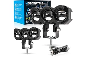 BraveWAY Feux Additionnels LED Moto 60W 3 Modes Eclairages Phares LED de Moto Projecteur Avant Auxiliaire antibrouillard Ambre/Jaune Blanc Bicolore Support de Montage 12/24V Phare de travail LED