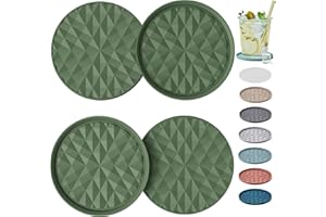 Wingcases Silicone Coasters for Drinks[Set of 4]- Cup Mat for Tabletop Protection-Non-Slip, Non-Stick, Coffee Table Decor, Great Gift for Any Occasion, Olive Green