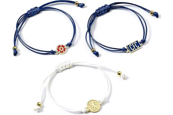 The Carat Shop Chelsea fotbollsklubb vänskapsarmband set med 3, En storlek, Zinklegering – 93 % zink + 3 % koppar + 4 % aluminium, Ingen ädelsten