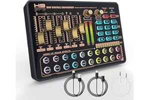 Todeco Audio Mixer, Console di Mixaggio con Scheda Audio Digitale a 6 Canali Bluetooth, Cambiavoce e cancellazione del rumore, Stereo DJ Mixer per registrazione, streaming live e podcasting