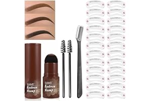 BIEYOC EyeBrow Stamp Kit, Eyebrow Stamp Stencil Kit, Waterproof Brow Stamp Shaping Kit, Eyebrow Stamp Makeup Tools with 24 Reusable Eyebrow Stencils, Eyebrow Brush and Eyebrow Trimmer (Medium Brown)