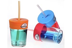FESTILOVERS Protección de vaso antidrogas contra el Ghb y antiderrame para las fiestas (Azul, Naranja y Rosa) Con pajita