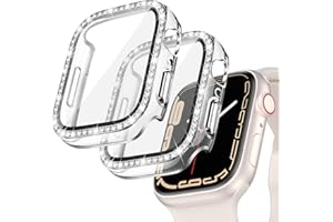 Kamita [2 sztuki] Diamentowe etui do Apple Watch Series 6/5/4/SE 2023 / SE2022, twarde etui odporne na zarysowania ze szkła hartowanego, brokatowy ochraniacz ekranu do iWatch6 5, 4, 40 mm