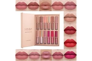 Beauty Glazed Antiadhésif 12 Couleurs Mat Rouge à Lèvres Nude Ensemble