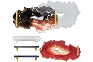 TUXUZAL Molde de silicona de posavasos DIY bandeja grande posavasos de silicona irregular bandeja posavasos con mango de silicona molde grande bandeja de resina epoxi arte posavasos moldes fundición