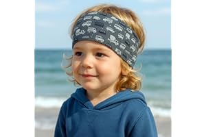 ‎WOLLHUHN Wollhuhn ÖKO MINI Kinder Breites Elastisches Stirnband/Haarband Deutsche Herstellung Bequem Baumwolle (KU 48-52) (Baustelle Khaki)