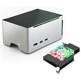 ElectroCookie Raspberry Pi 5 Case, Compact Aluminum Case with Active Cooling Fan (Silver)