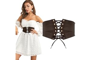 JasGood Damski elastyczny pasek gorsetowy, wysoka talia, pasek w talii cinch, szeroki owijany pasek retro do sukienki, pasek na Halloween Cosplay