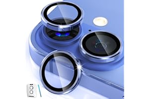 imluckies Protection Objectif Caméra pour iPhone 16 - iPhone 16 Plus, [AR+AF] Verre Trempé HD Clair, 9H Métal Caméra Arrière Protecteur, Anti-Rayures Anneau de Lentille - Bleu