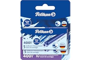 Pelikan Naboje Atramentowe do Piór Wiecznych | 10 sztuk | Wymienne Wkłady | Wymiana Atramentu Tuszu | Intensywny Wyraźny Trwały Kolor | Kaligrafia Pisanie Ręczne do szkoły Pracy Biura | Niebieskie