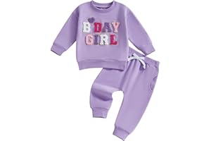 Carolilly 2 Pezzi Completo Bambina Vestito Compleanno Bambina Maglietta con Maniche Lunghe Collo Rotondo Lettera Ricamo Tuta Bambina+Pantaloni