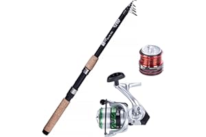 Zite Fishing - Juego de pesca para trucha, caña telescópica de 2,40 m y carrete de pesca con cuerda para trucha, también para niños