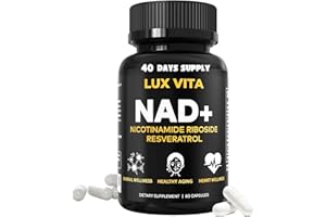 NAD+ Capsules Nicotinamide Riboside Resveratrol Daily Cellular Energy Support Supplement | Non-GMO for Overall Health, Positive Aging and Heart Wellness | Lux Vita