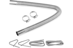 Swpeet 3Pcs 25mm x 60cm - 1" x 23.6" Tubo di scarico in acciaio inossidabile per riscaldatore diesel con kit di fascette per tubi da 18mm-29mm, tubo di scarico per serbatoio del carburante per veicolo