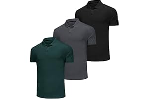 Djtnzdm Polo Golf Uomo Manica Corta Estate Traspirante Essiccazione Rapida Elastico Sportiva Tennis Polo Uomo Poliestere(Pacco da 3)