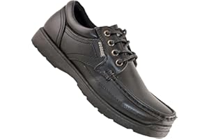 US BRASS Boys Kids New Lace Up Back to School Hard Wearing Formal Black Shoes Size 13-6