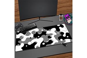 LUXIOO Tapis de Souris Gaming XXL 900x400x3mm Grand Tapis de Souris Surface Spéciale Améliore la Précision et la Vitesse Base en Caoutchouc Antidérapant pour Gamer PC (Blanc Gris Noir)