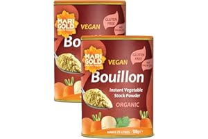 MARIGOLD HEALTH FOODS Marigold Organic Vegetable Bouillon Powder, 500g (Pack of 2) – Instant Vegan Stock Powder, Natural Ingredients, Low Calories – Ideal for Soups, Stews & Sauces.