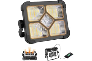 ERAY Projecteur LED Rechargeable, Projecteur LED Chantier Portable Batterie 6000mAh, Lampe de Travail IP66/4 Modes/174 Perles/Power Bank, Projecteur de Chantier pour Garage, Camping, Extérieur