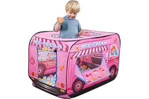 Lifemaison Ice Cream Truck Foldable Tent,Collapsible Play Tent,Play Game House Ice Cream Play Tent,Children House Indoor Outdoor Play Toy,Portable Pop Up Play Teepee Tent Gift for Girls Boys