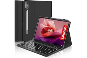 JADEMALL Custodia con Tastiera Italiana per Lenovo Tab P12 12.7" TB-370FU 2023, QWERTY Tastiera Wireless Bluetooth per Lenovo Tab P12 12.7", Nero