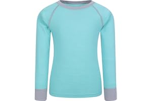 Mountain Warehouse Merino Kids Round Neck Thermal Baselayer Top – Long Sleeve, Lightweight, Antibacterial, Breathable & Quick Dry T-Shirt - Travelling & Outdoors