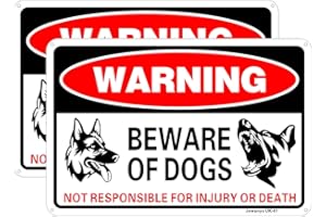 JOWANYO Beware of Dog Sign,Dog Warning Sign,20 x 30 cm,Reflective Aluminum,Easy to Mount,UV Protected,Weather Resistant,Waterproof,Durable Ink,Outdoor or Indoor Use,2 Pack