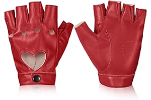 Sintege Punk Demi Gants Femmes Punk Demi Doigt Gants Ceinture Demi Doigt PU Cuir Performance Gants Évider Mitaines
