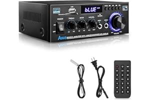 Hifi Verstärker - KKMOL Stereo Verstärker, AK45 Mini Bluetooth Radio Audio Verstärker Receiver, Wiimp Amp,12V/ 220V 400W 2 Kanäle Digitale Endverstärker Soundverstärker mit USB, SD Card, Fernbedienung