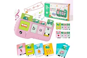 AONTESS Spelling Games for Kids, Educational Toy For 3 4 5 6 Years Old Boys And Girls - Montessori Toys for Toddlers, CVC Word Builder Learning Machine, Speech Therapy Autism Sensory Toys for kids 3-6 (Pink)