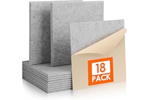 Rdutuok 18 Stück Selbstklebend Akustikplatten,30x30x1 cm Akustik Absorber Akustikpanel Schallschutzplatten für Tonstudio,Büro,Studio,Akustische Behandlung und Wanddekoration,Silbergrau
