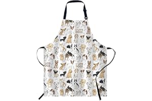 Smooffly I Love Dogs Apron, Adjustable Neck Bib Apron for Men & Women, 27x31 Inch, Unisex, Polyester, Sleeveless, Machine Washable