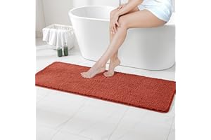 MIULEE Tapis Salle de Bain 1 Pièce Absorbant Antidérapant en Haute Hygroscopicité Fourrure Tapis d'Entrée pour la Douche Super Doux pour Chambre à Coucher Entrée de Cuisine 45x120CM Caramel