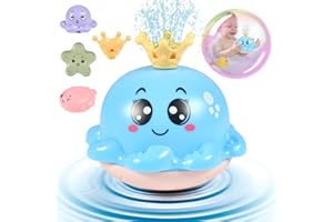 TUNDWHITE Bath Toys bébé Bath Toys capteur Automatique Jet d'eau Jouet Octopus Bath Toys lumière Quatre Jets d'eau modèle, Bath Toys bébé à partir de 3 Ans (Bleu)