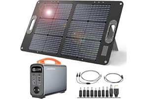 JustNow 240W/ 320Wh Station électrique Portable avec Panneau Solaire Pliable 60W, Générateur Solaire Batterie LiFePO4, Station Electrique portable pour l'extérieur, pour le camping, le plein air