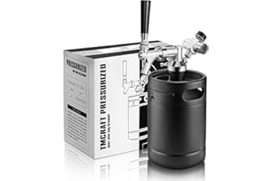TMCRAFT - Mini Keg Growler da 2 Litri - Sistema di Kit di fusti per Uso Domestico pressurizzato in Acciaio Inossidabile per Mantenere la freschezza e la carbonatazione della Birra (Nero Opaco)