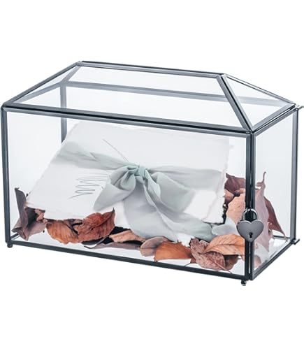 Scatola Vetro Per Biglietti Nozze 25x14,2cm - Con Fessura E Serratura A Cuore, Nera Vintage - Foto 8