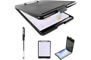 Getyjoe Carpeta A4 Negra con Clip Portapapeles de 34 x 24 cm con Soporte para Bolígrafo Portapapeles con Almacenamiento de Escritura Suave Apto para la Oficina el Hogar y la Escuela