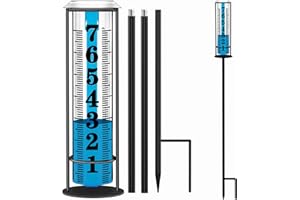 JMBAY Rain Gauge outdoor, Upgraded Accurate Rain Gauges Outdoors best rated, Thickened Transparent Plastic Rain Measure Gauge for Yard, Adjustable Height Large Rain Measuring Tool for Garden, Easy to Read