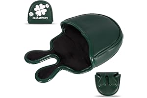 BTBHIHO Golf Putter Head Covers, Mallet Putter Headcover with Four-Leaf Clover Embroidery and Premium Double Magnetic Closure PU Leather for Odyssey Putters Covers