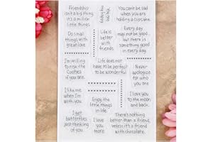 Kwan Crafts - Timbri trasparenti con scritta "Friendship Life Enjoy Love", per decorare biglietti e scrapbooking fai da te