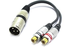 VITALCO XLR Male to 2x RCA Female Adapter 3 PIN Microphone to Double RCA Plug Cable