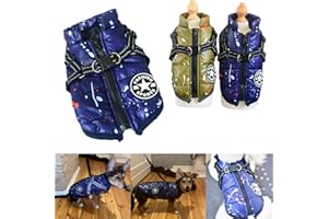 Komate Manteau Imperméable pour Chien avec Harnais Intégré Anneaux en D Vêtements Chiens Chat Animaux Gilet Réfléchissant rembourré Manteau Chiot Veste Hiver Combinaison de Neige (XL, Bleu)