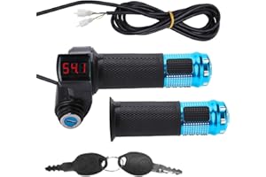 Kunray Poignée d'accélérateur universelle pour scooter électrique 12-96 V 48 V avec écran LCD et verrouillage du bouton d'allumage - Poignée d'accélérateur électrique pour karts